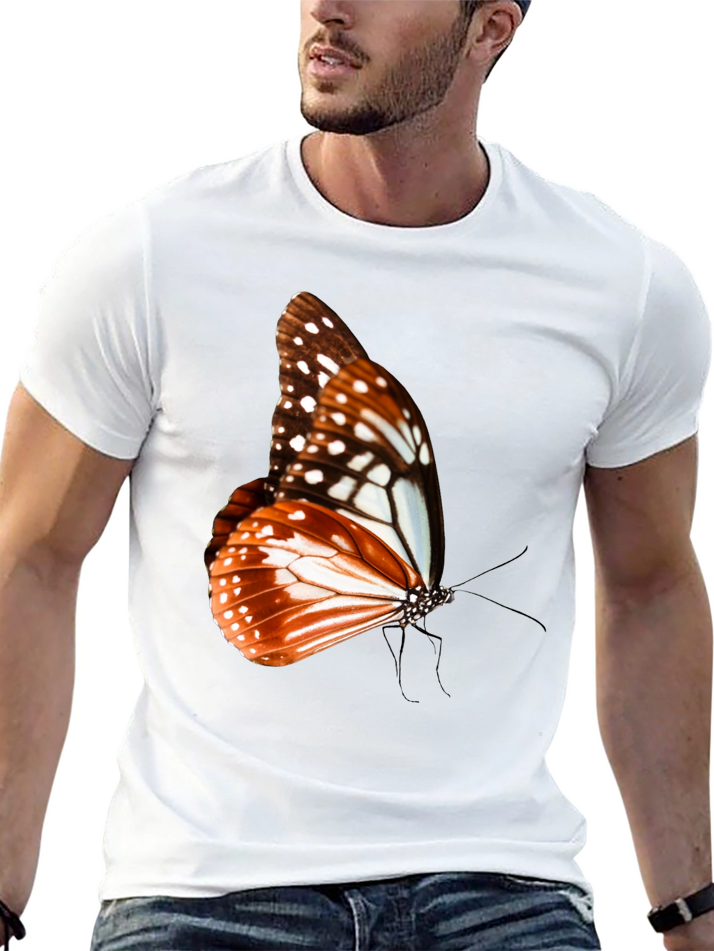 Butterfly Graphic Tee - Stylish Mens Black T-Shirt