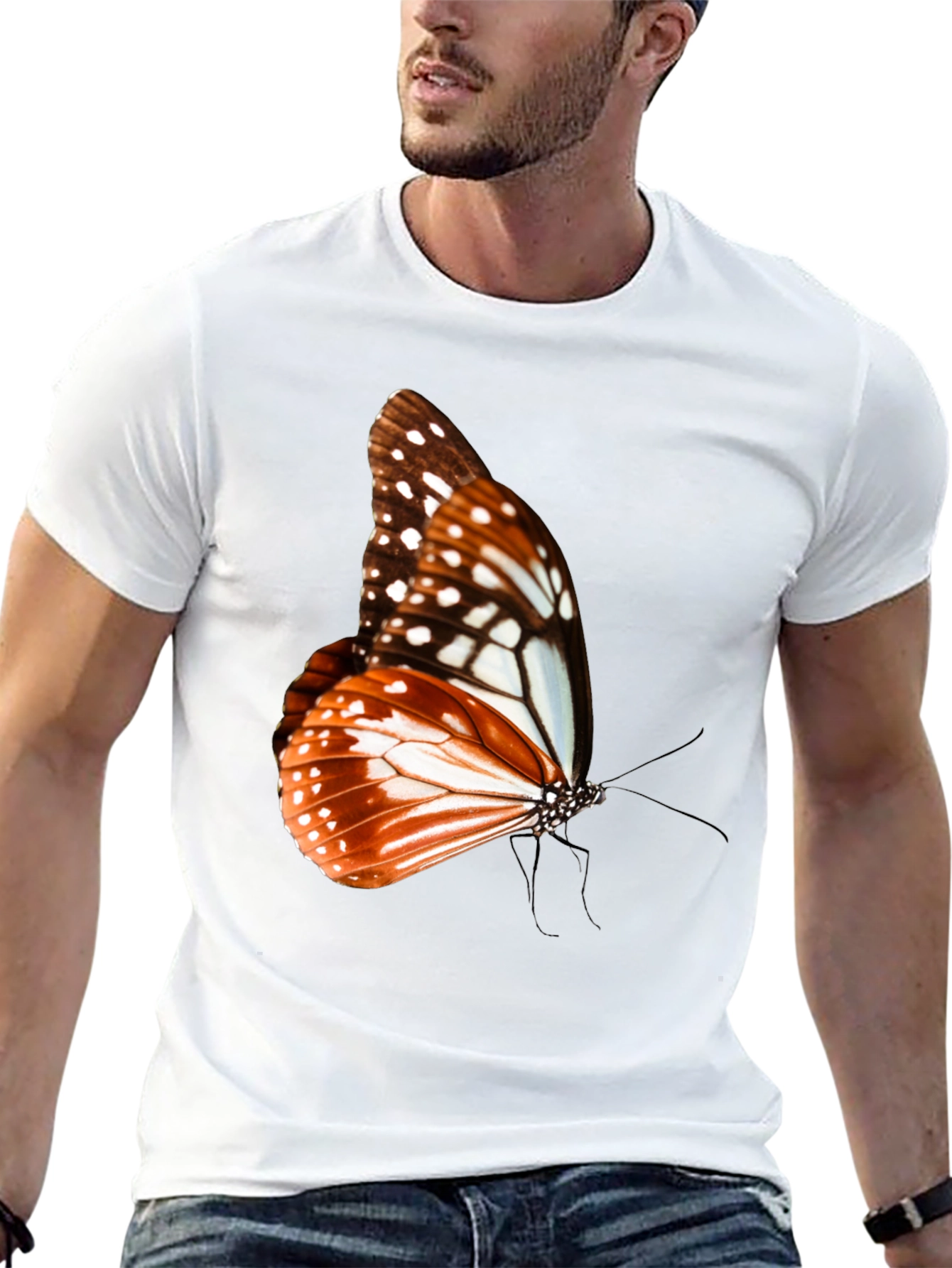 Butterfly Graphic Tee - Stylish Mens Black T-Shirt