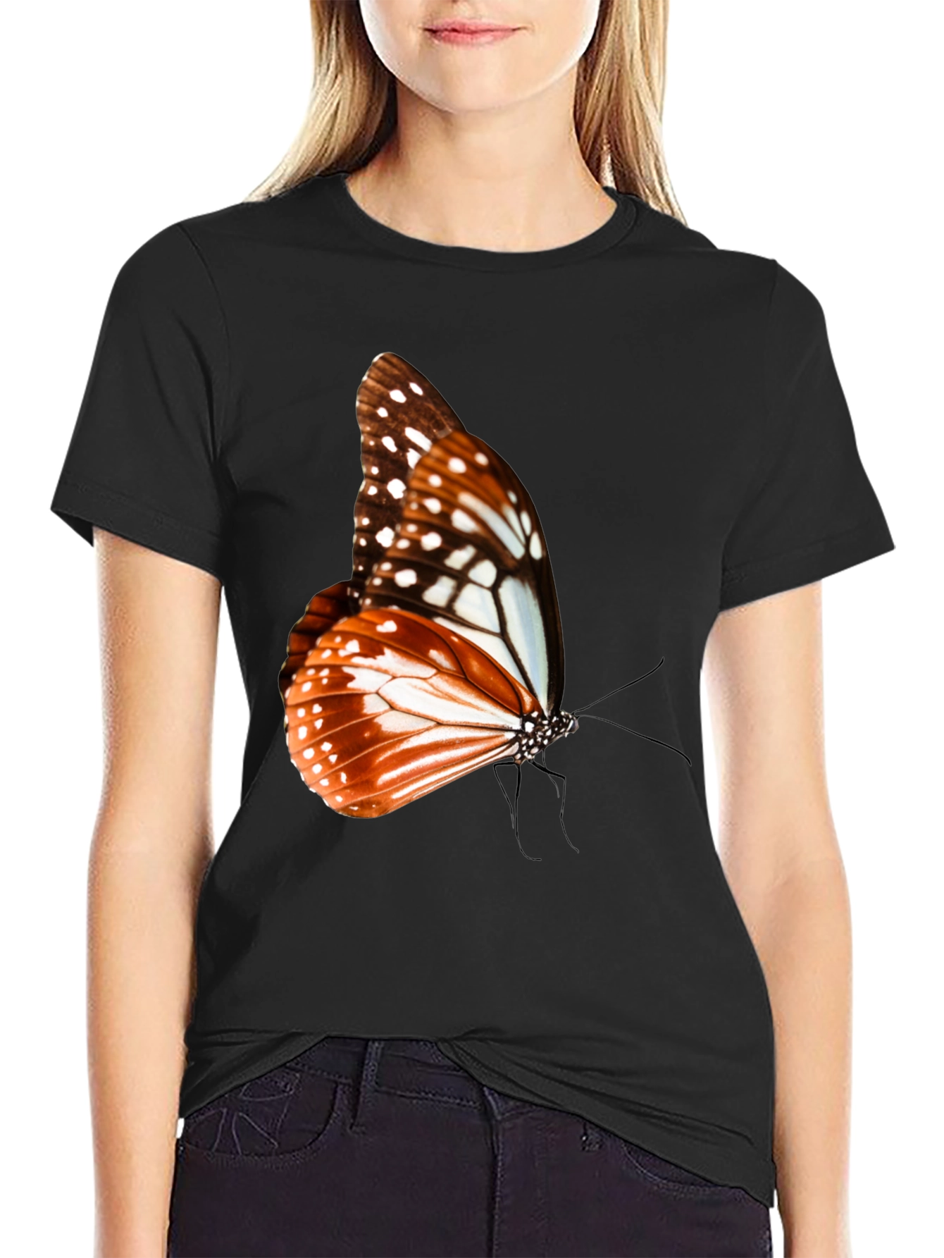 Butterfly Graphic Tee - Stylish Mens Black T-Shirt