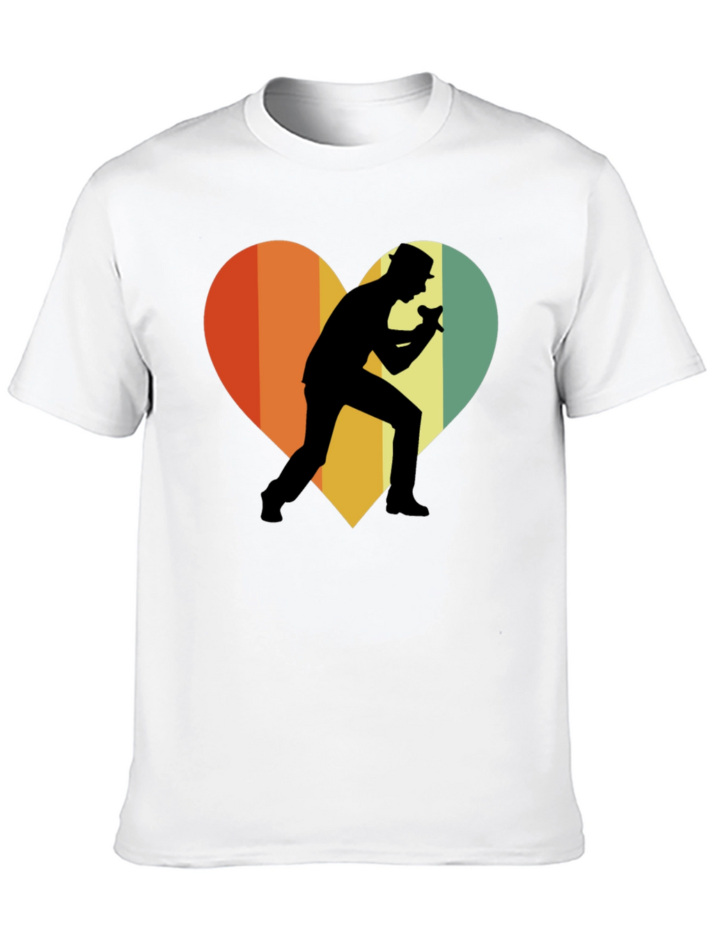 Retro Singer Heart T-Shirt - Black