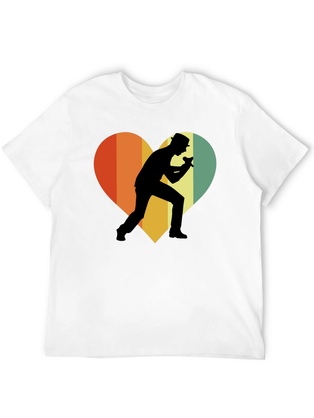 Retro Singer Heart T-Shirt - Black