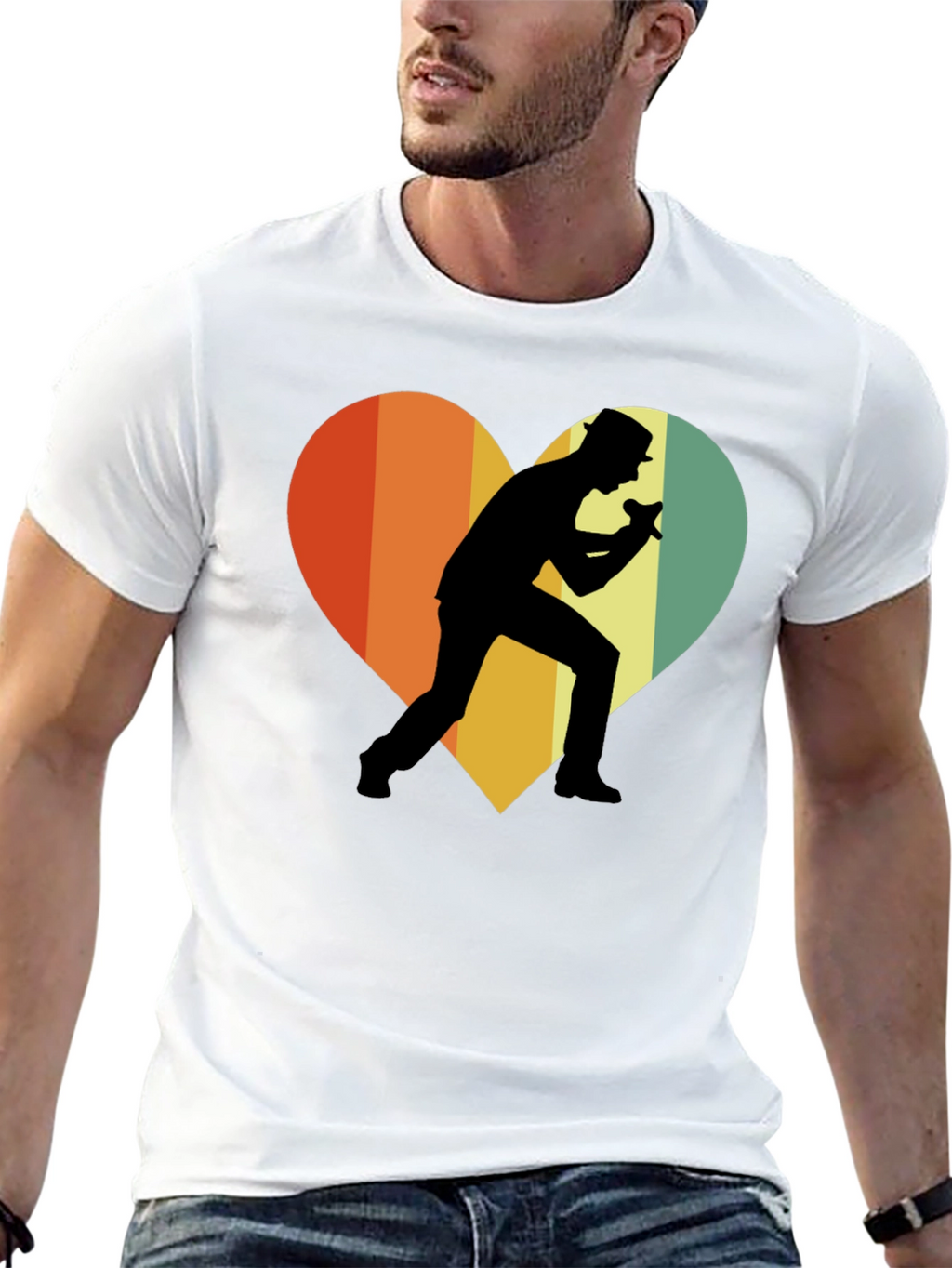 Retro Singer Heart T-Shirt - Black