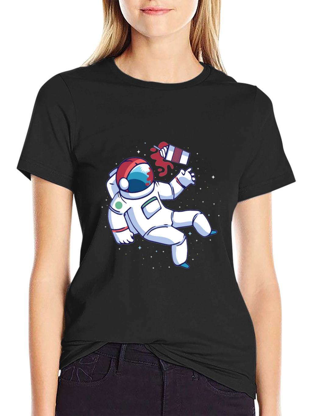 Astronaut Space Graphic Tee - Black