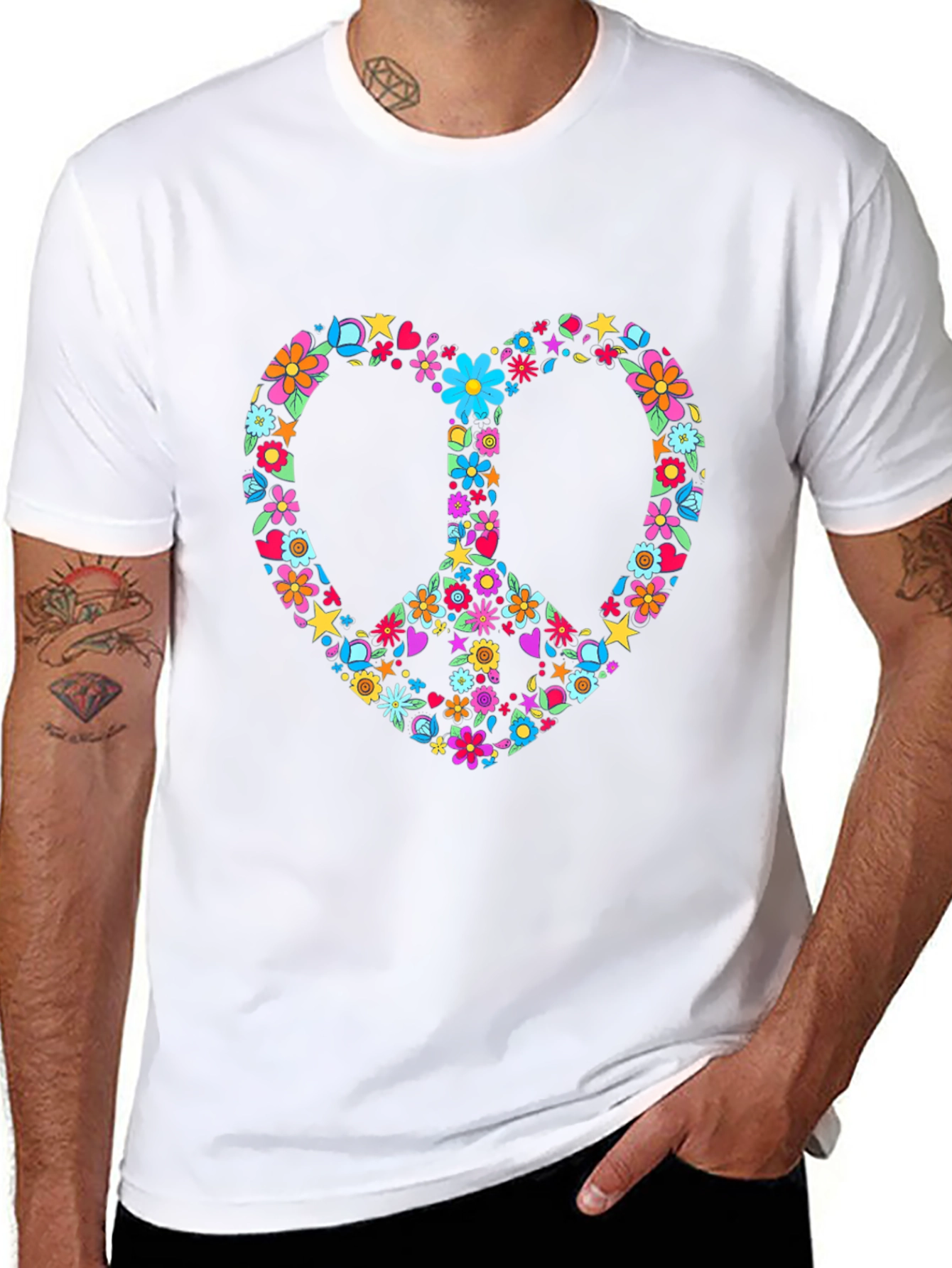 Floral Peace Sign Heart T-Shirt