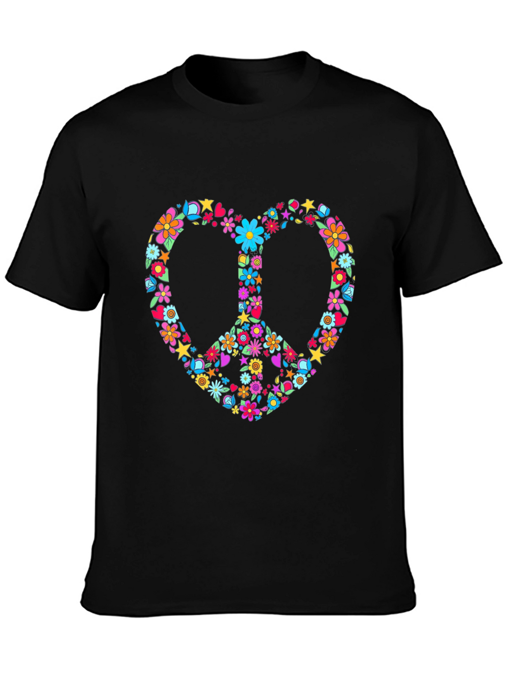 Floral Peace Sign Heart T-Shirt