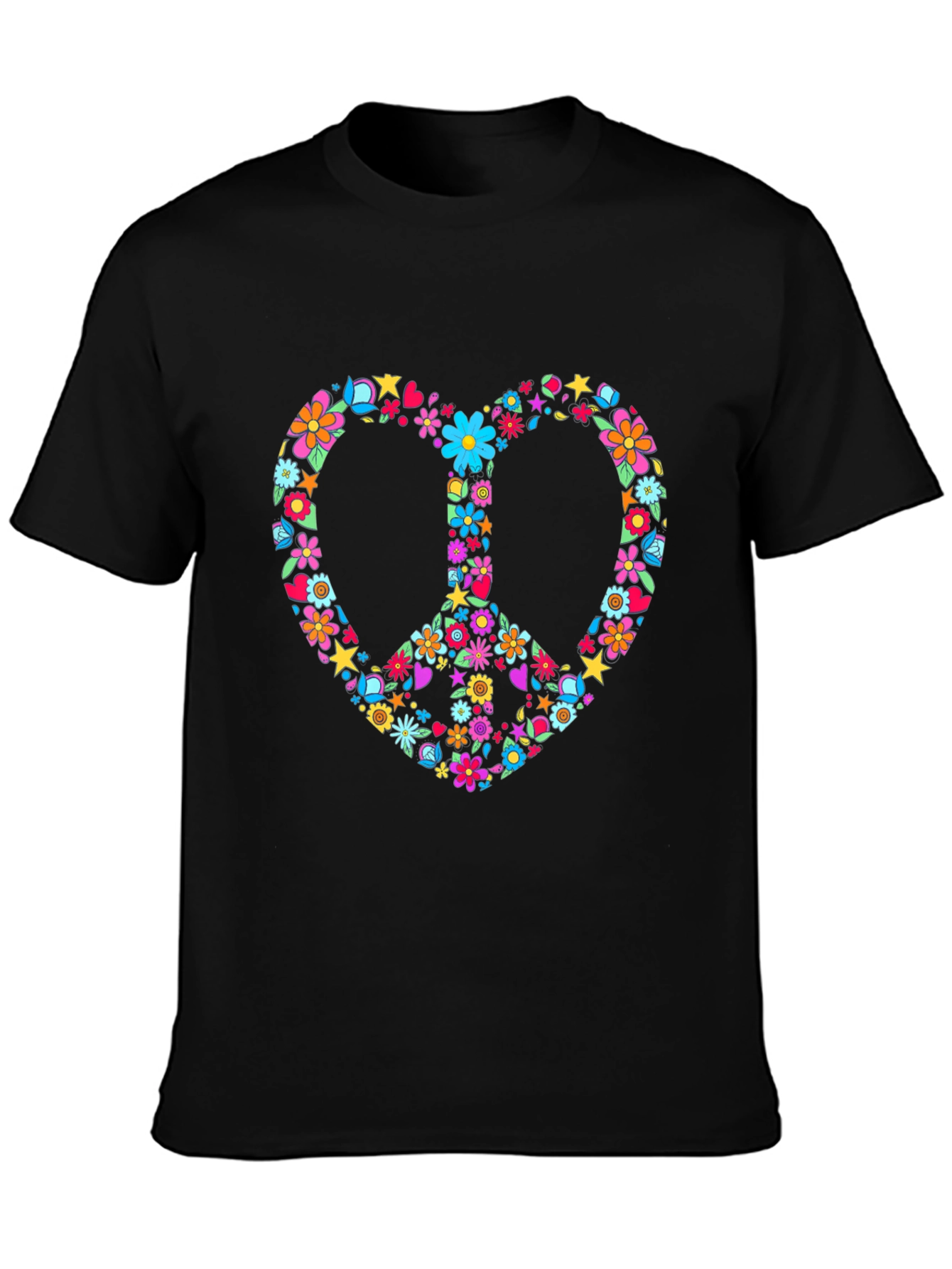 Floral Peace Sign Heart T-Shirt