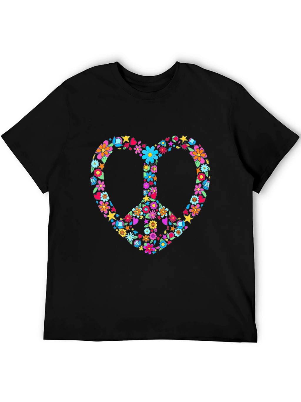 Floral Peace Sign Heart T-Shirt