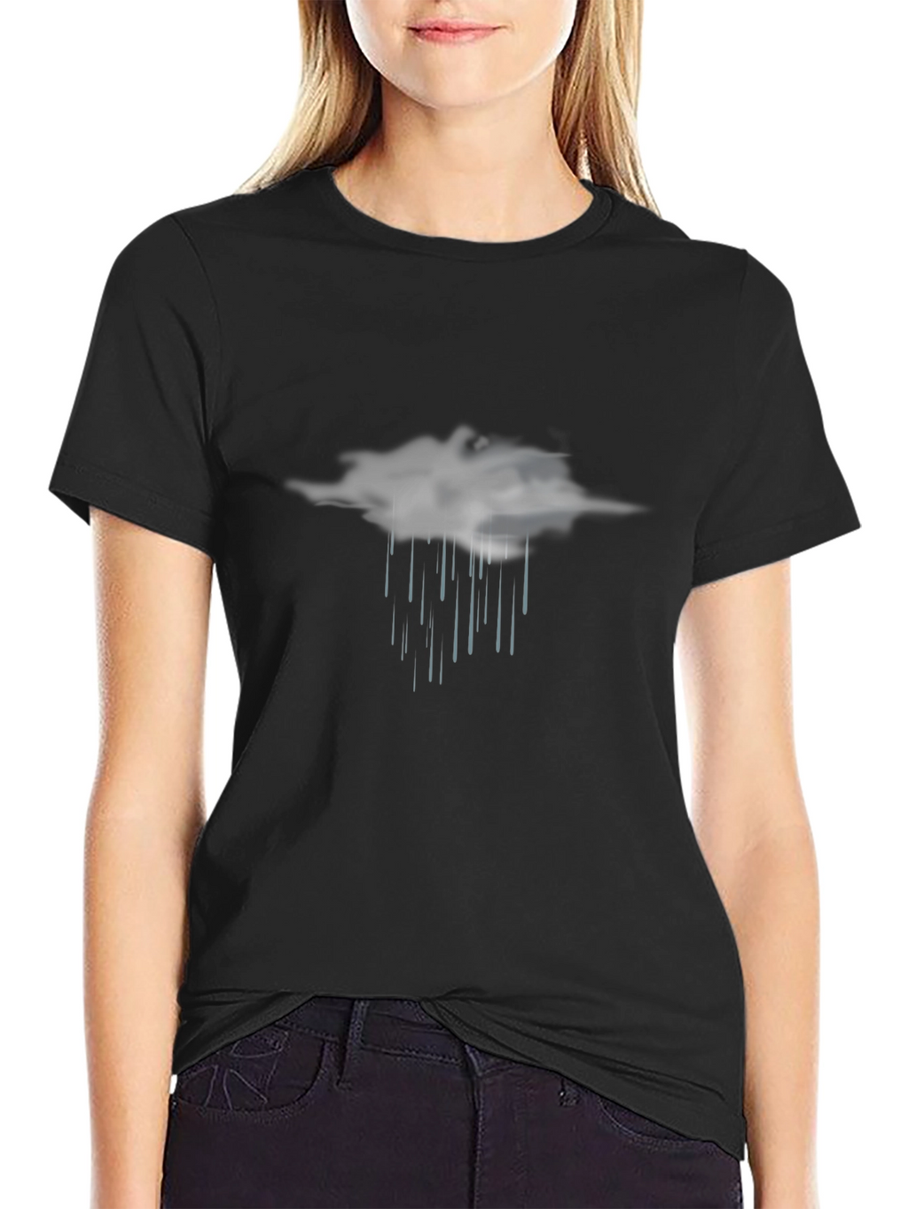 Rain Cloud Graphic Tee - Black Casual T-Shirt