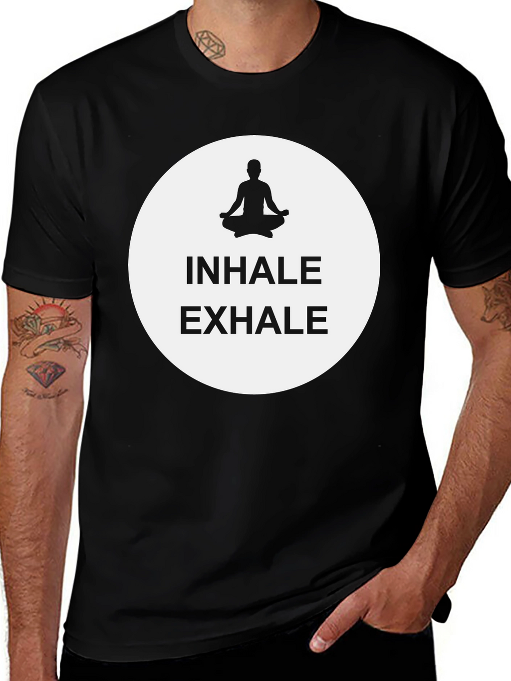 Inhale Exhale Meditation Graphic Tee - Black