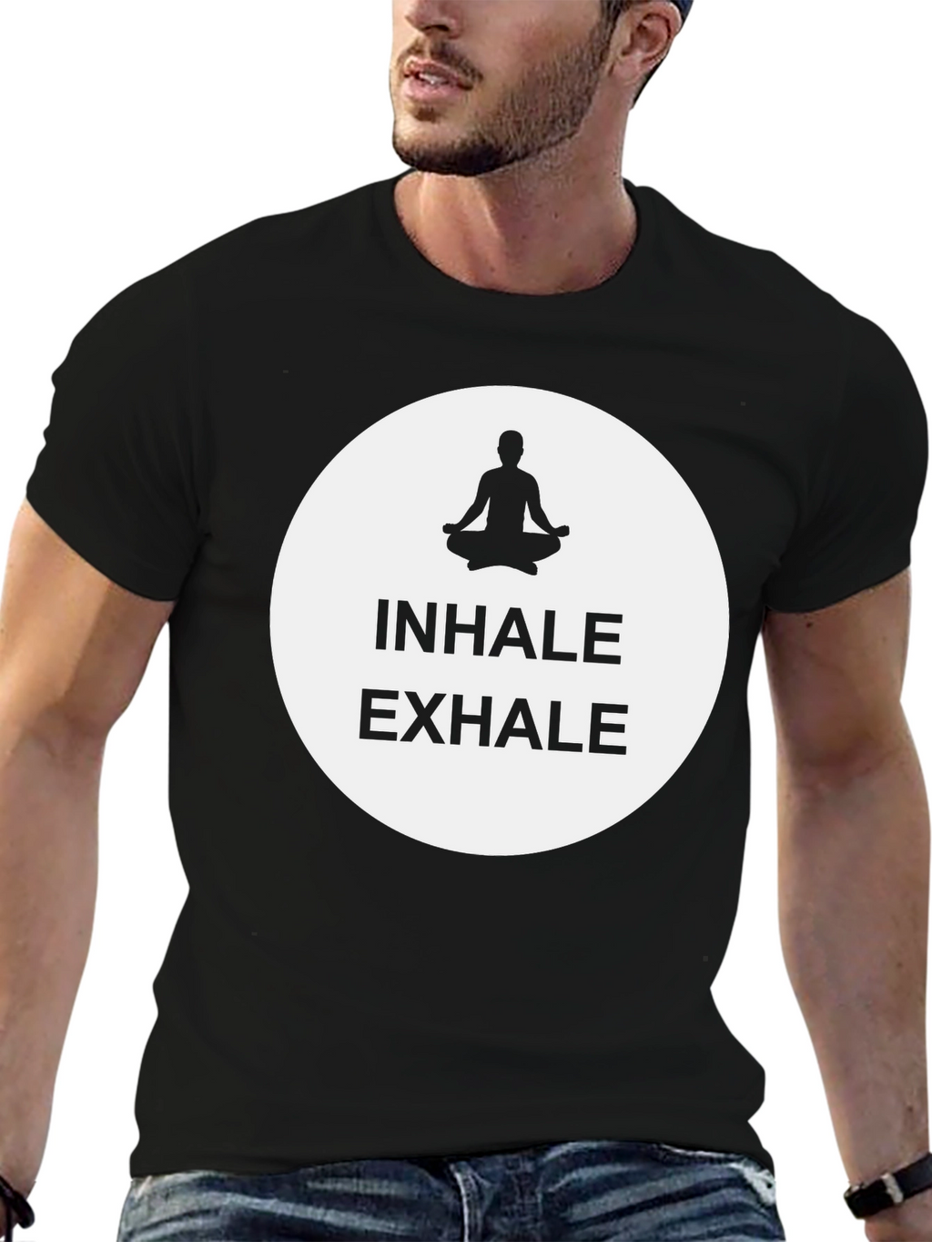 Inhale Exhale Meditation Graphic Tee - Black