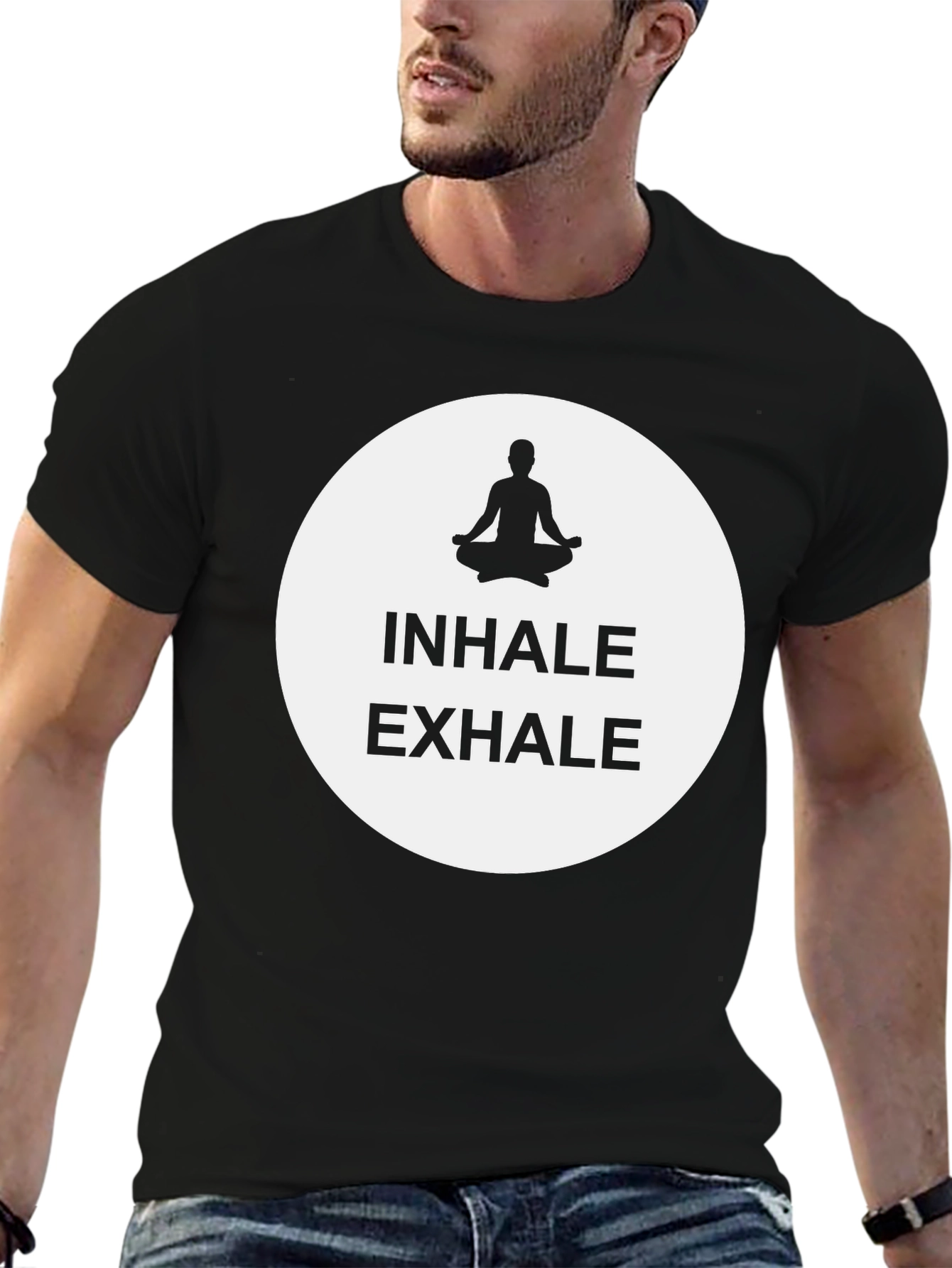 Inhale Exhale Meditation Graphic Tee - Black