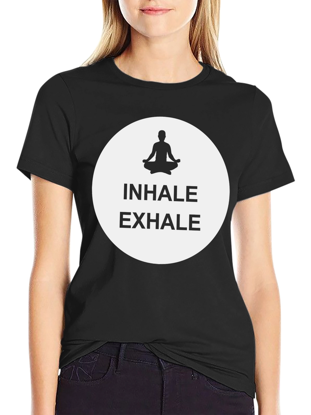 Inhale Exhale Meditation Graphic Tee - Black