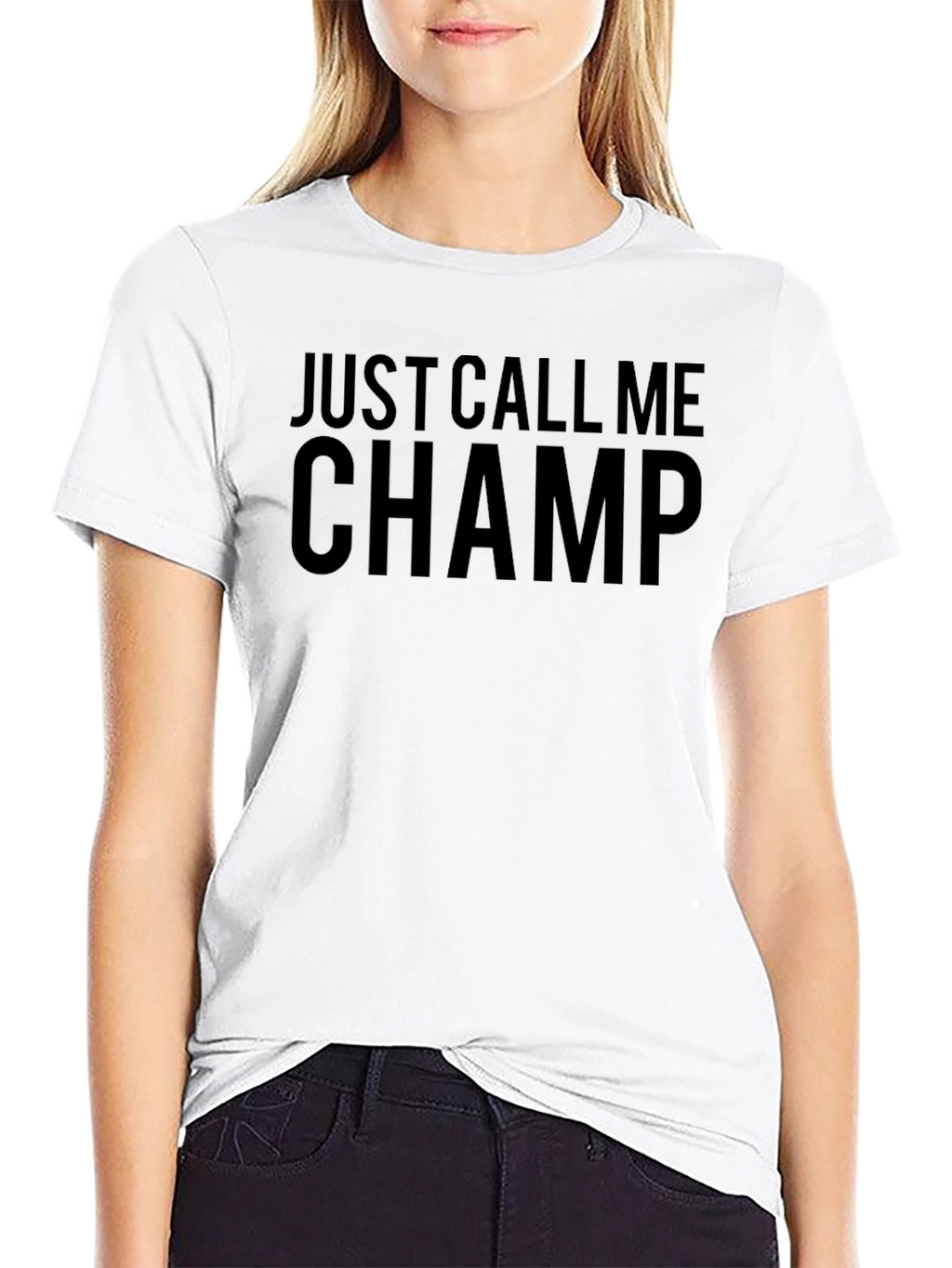 Just Call Me Champ Black Graphic T-Shirt