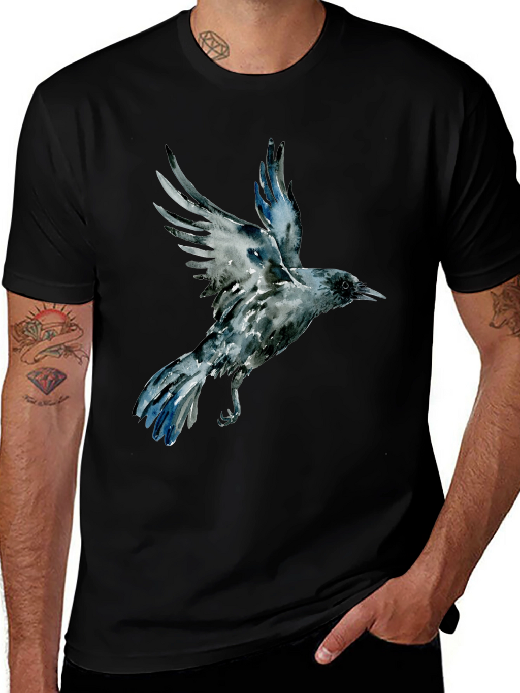 Raven Graphic Tee - Mens Black Cotton T-Shirt