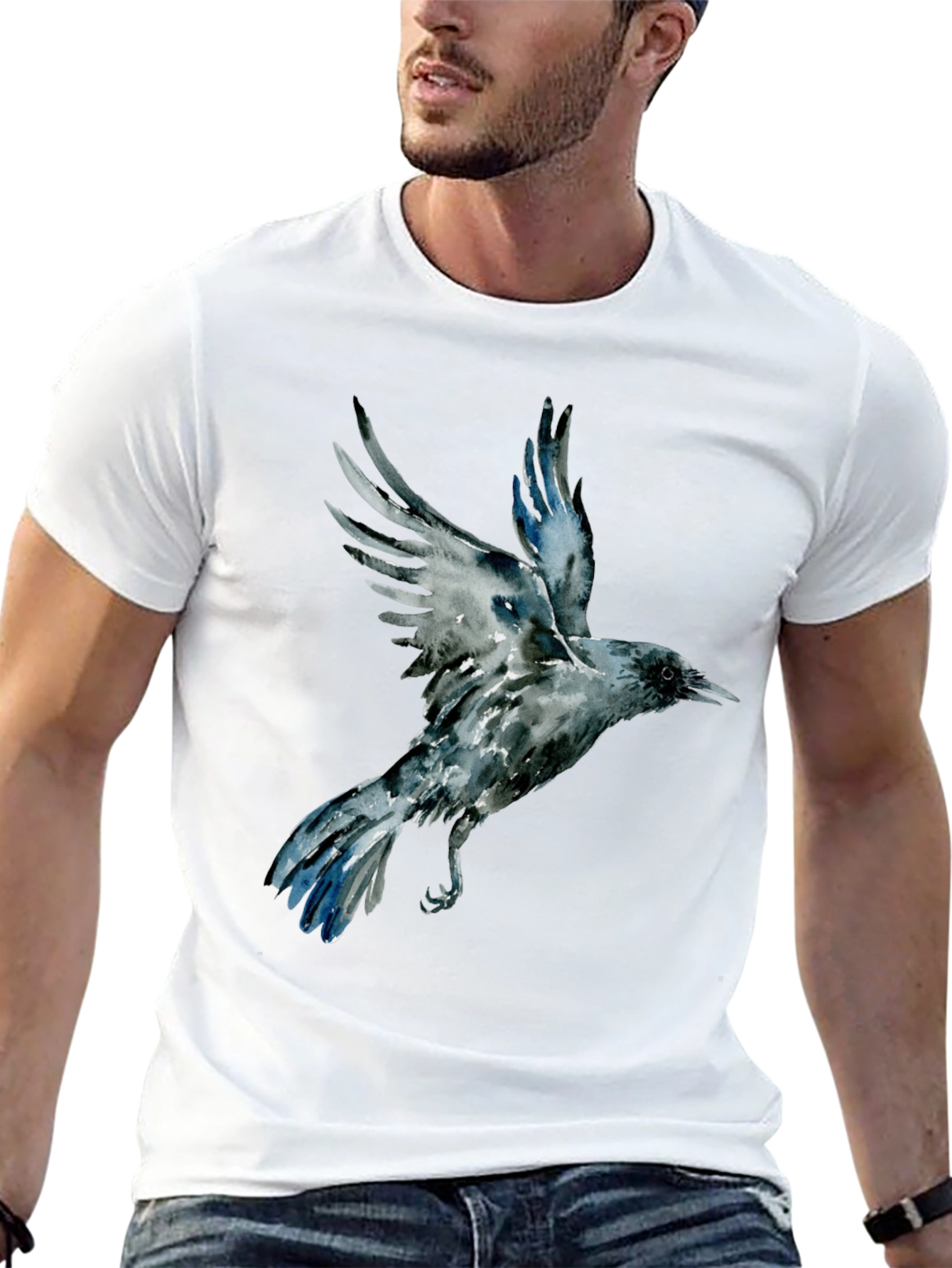 Raven Graphic Tee - Mens Black Cotton T-Shirt