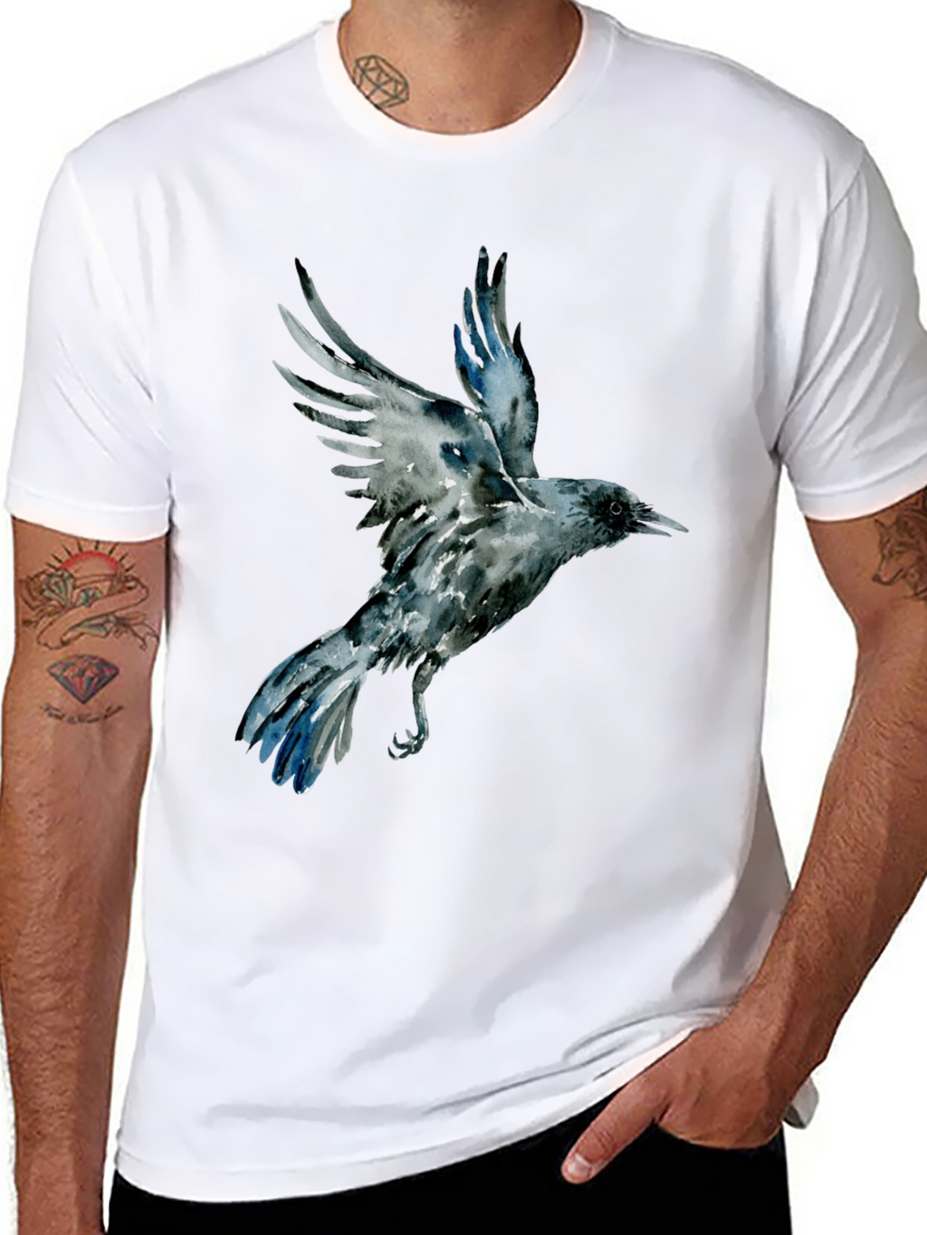Raven Graphic Tee - Mens Black Cotton T-Shirt