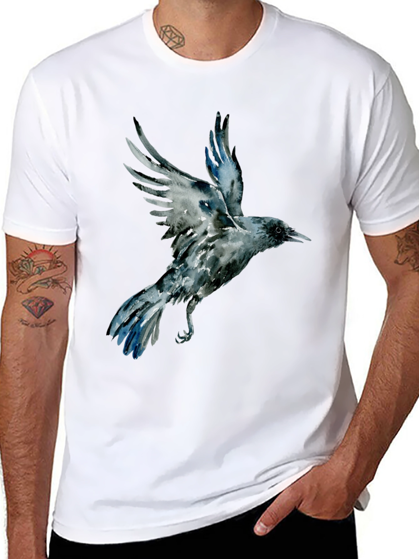 Raven Graphic Tee - Mens Black Cotton T-Shirt