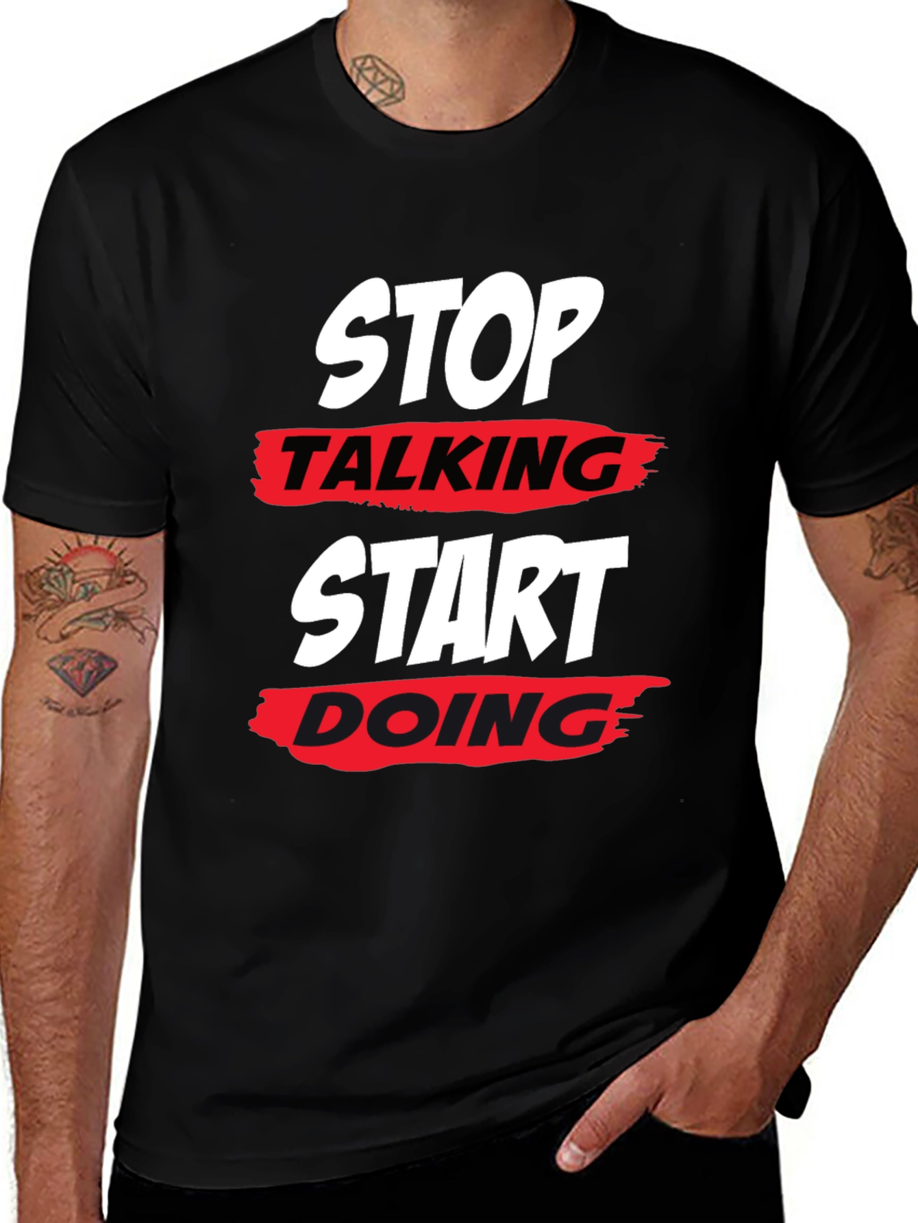Stop Talking Start Doing Black T-Shirt