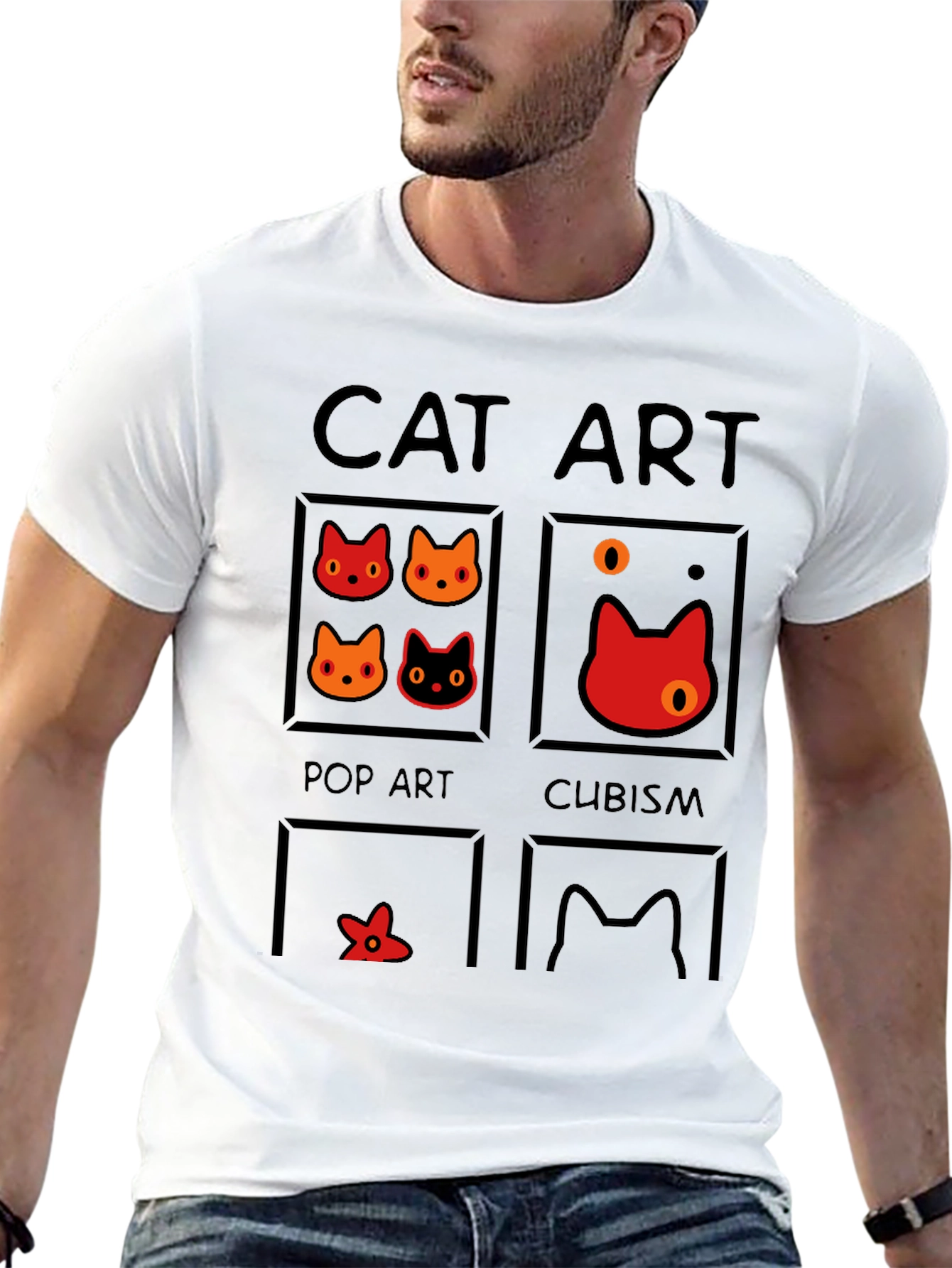Cat Art Styles Graphic Tee - Pop Art Cubism