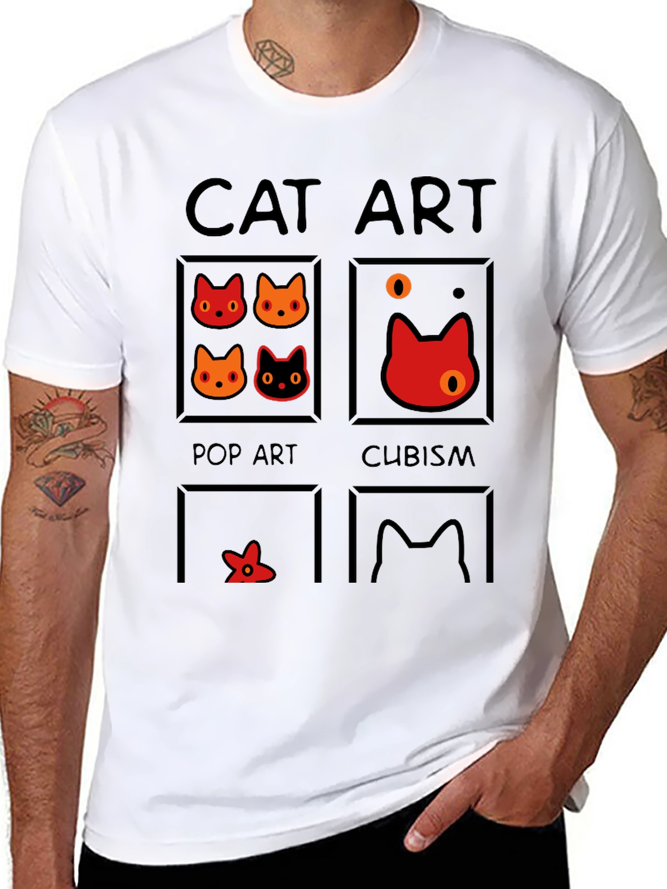 Cat Art Styles Graphic Tee - Pop Art Cubism