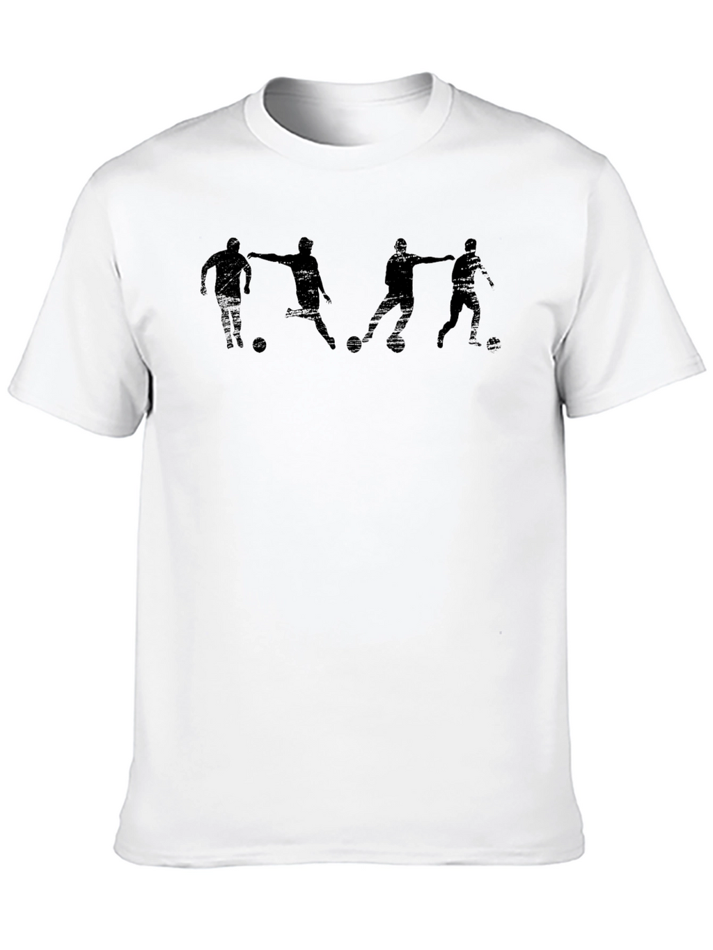 Soccer Players Graphic T-Shirt - Black Cotton Tee
