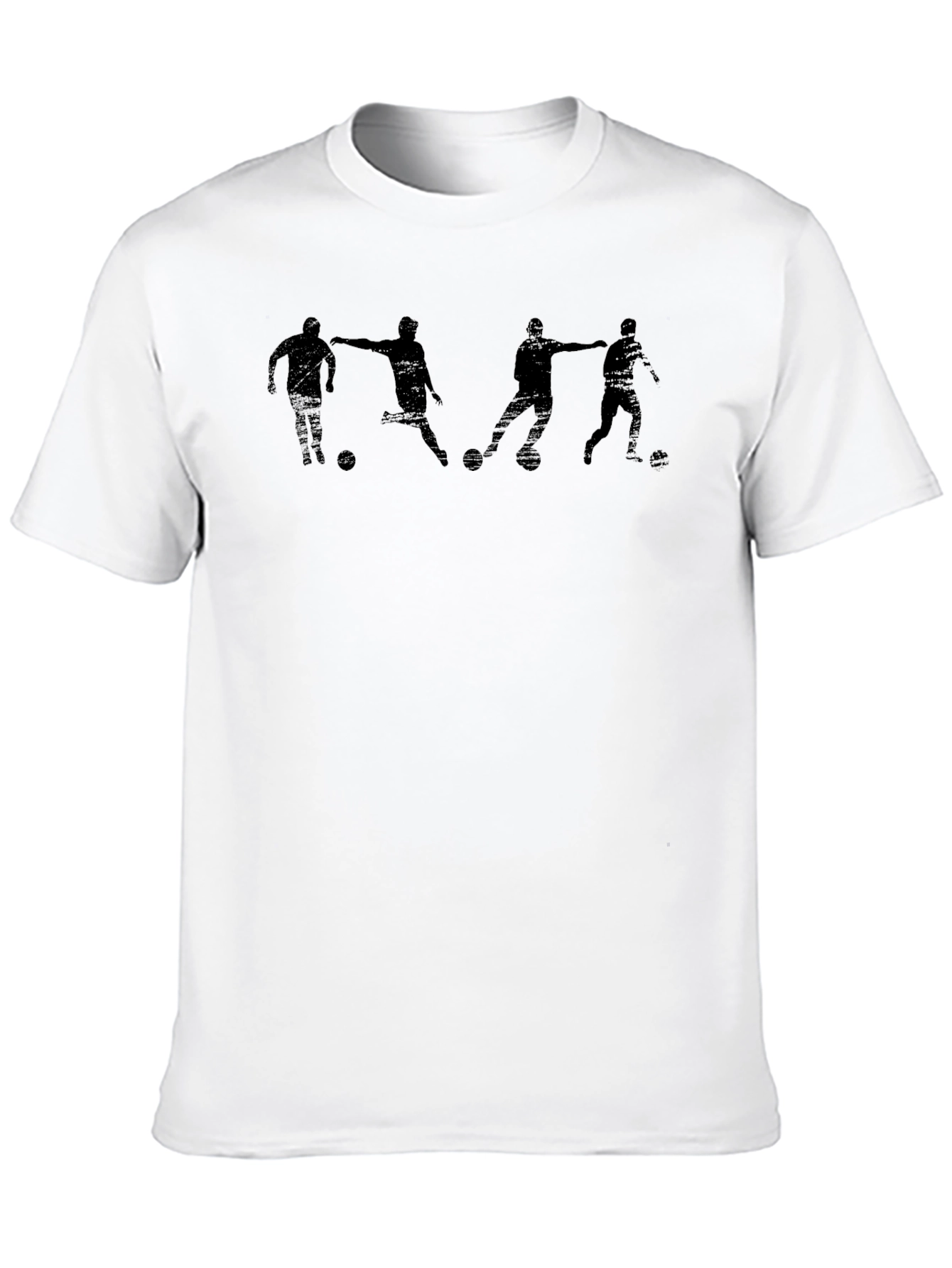 Soccer Players Graphic T-Shirt - Black Cotton Tee