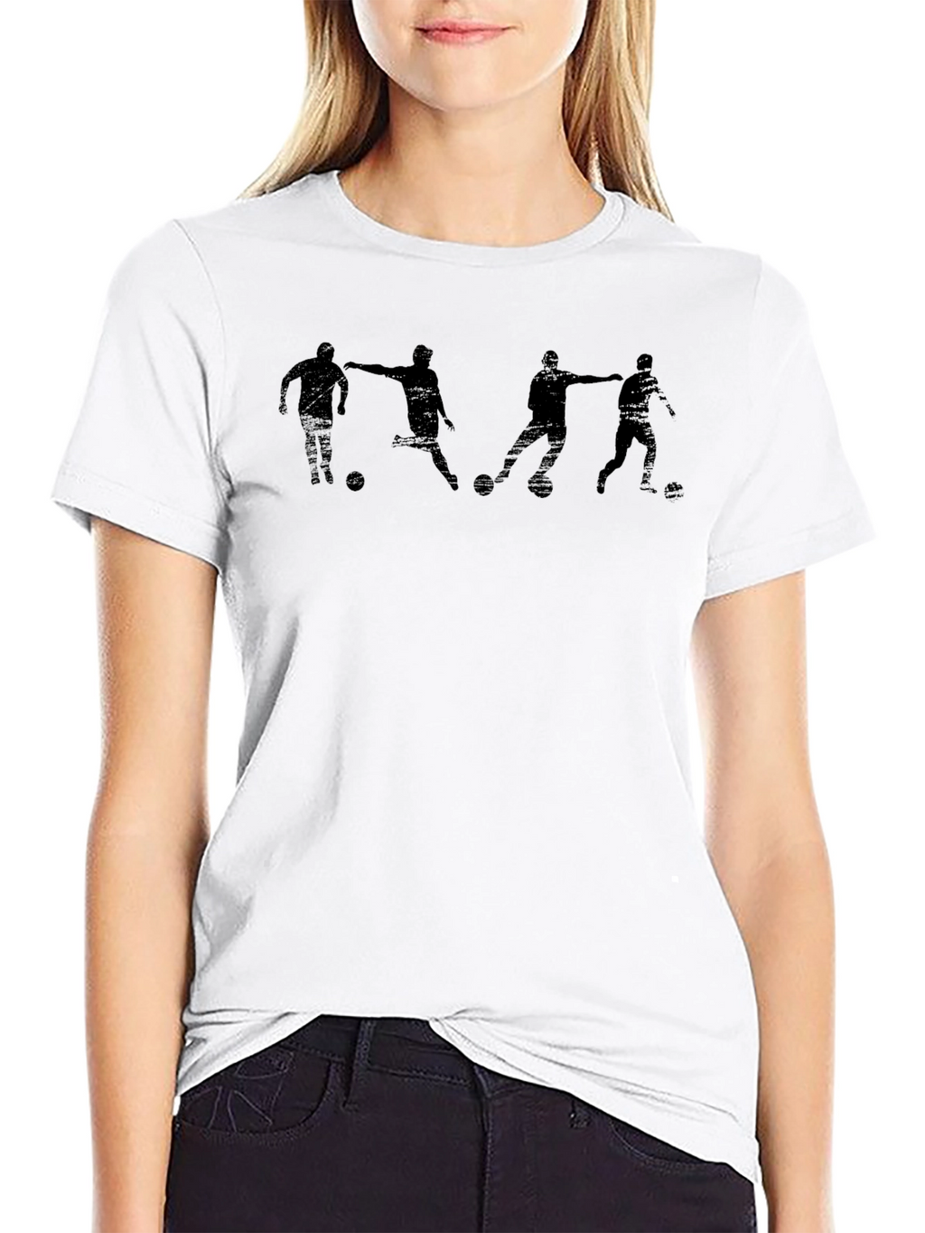 Soccer Players Graphic T-Shirt - Black Cotton Tee