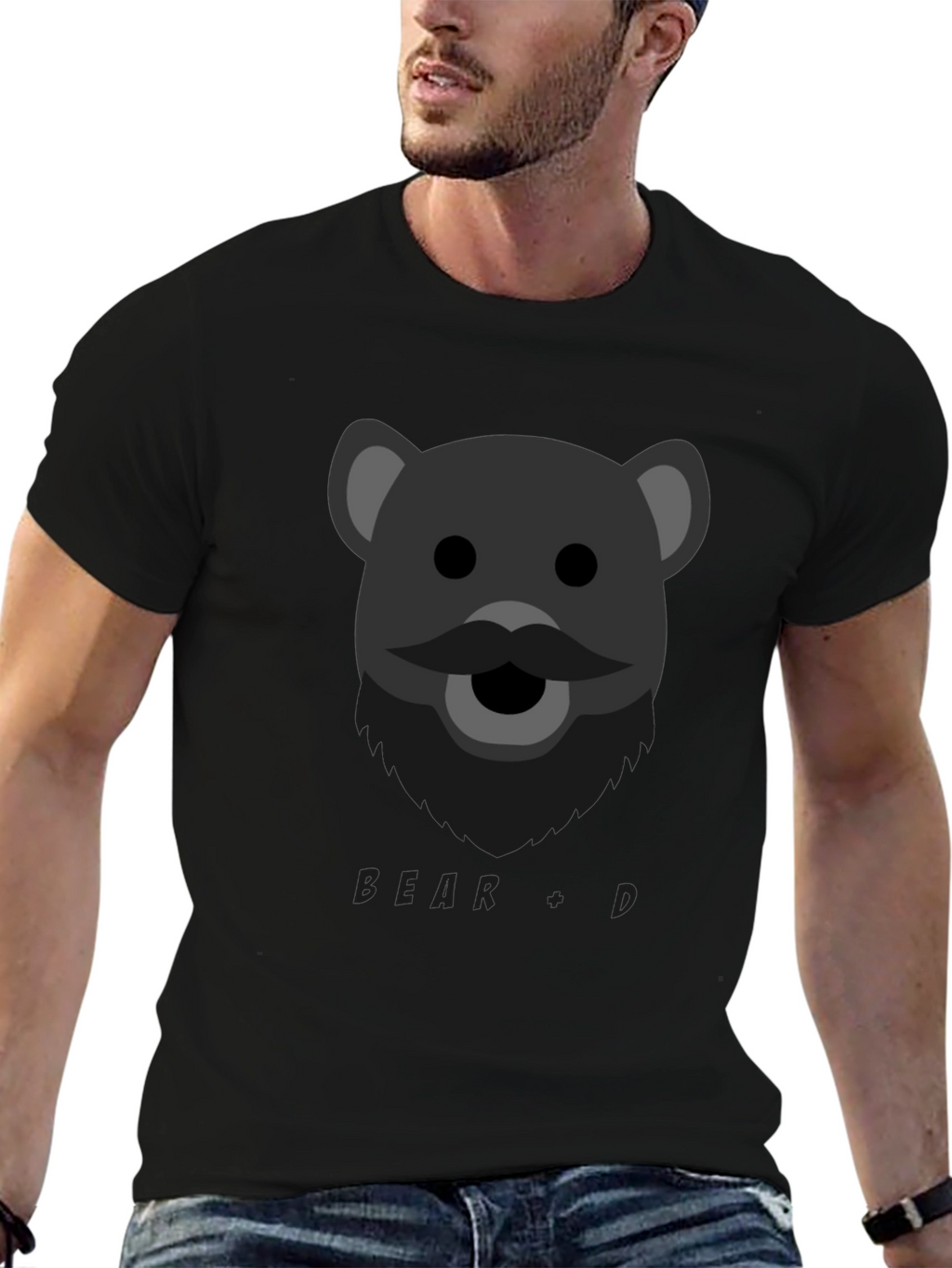Bear + Beard Graphic T-Shirt - Cool Design Tee
