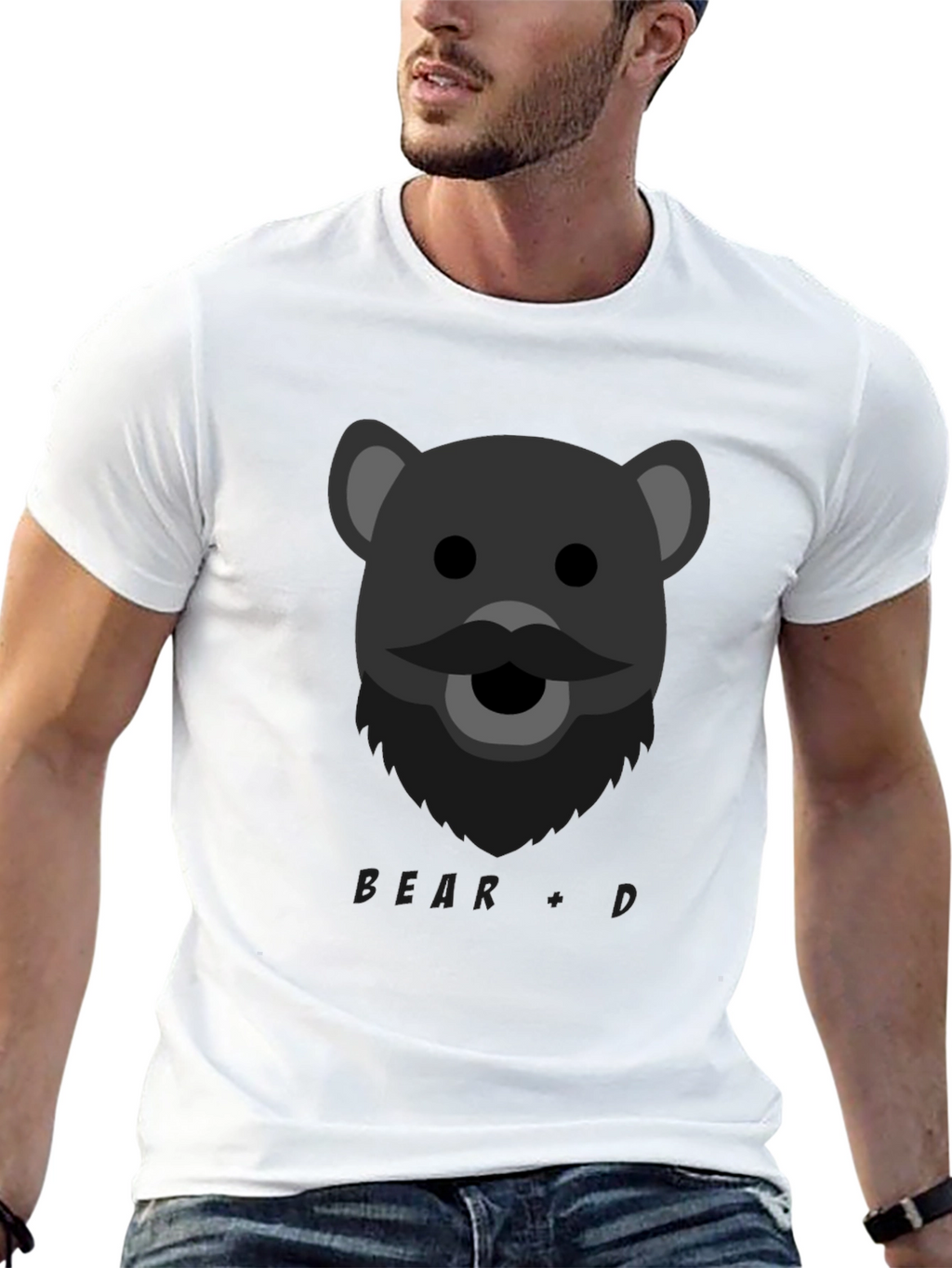 Bear + Beard Graphic T-Shirt - Cool Design Tee