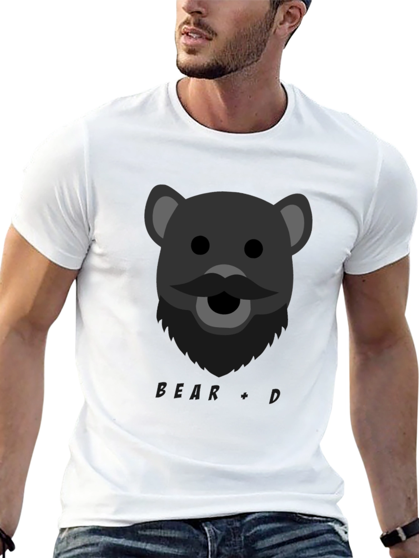 Bear + Beard Graphic T-Shirt - Cool Design Tee