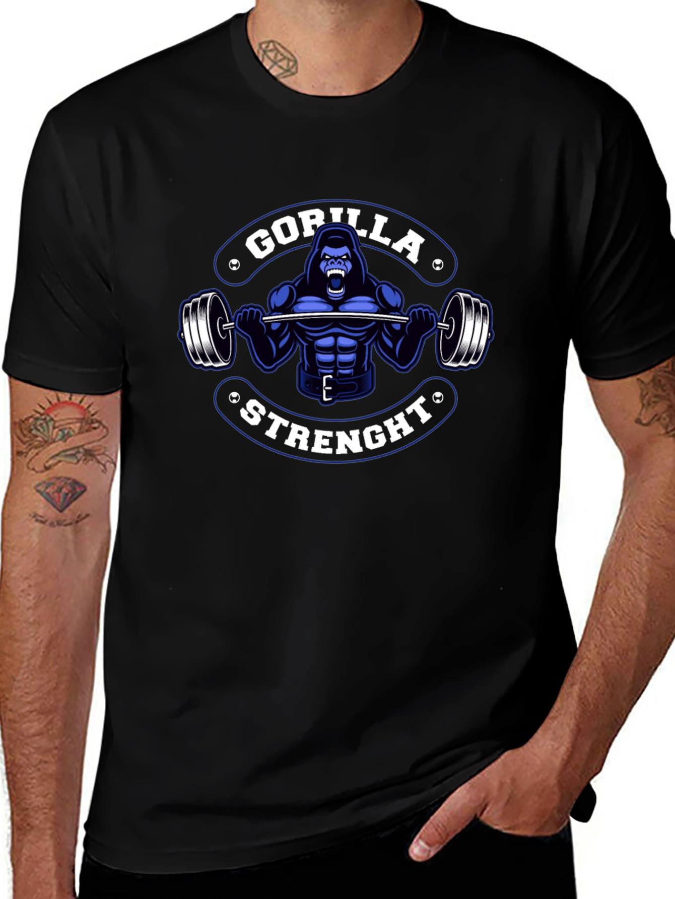Gorilla Strength Graphic T-Shirt - Black