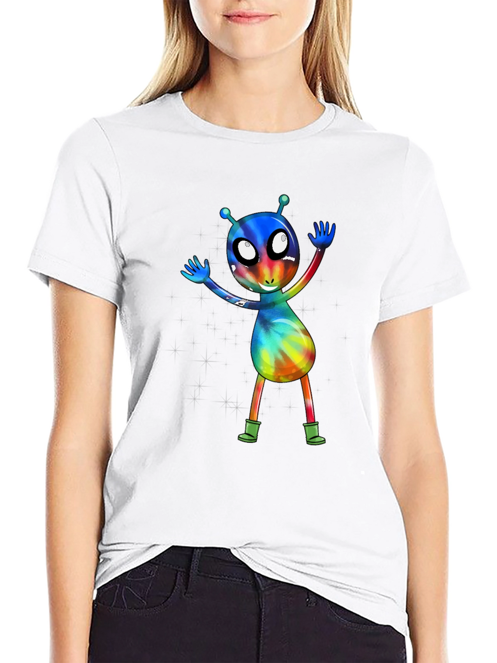 Alien Tie-Dye Graphic Tee - Funky Space Design