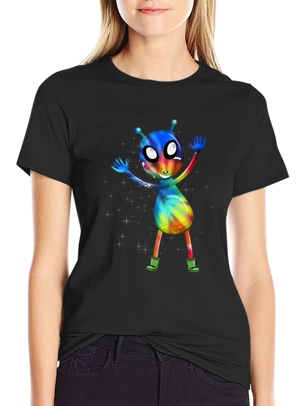Alien Tie-Dye Graphic Tee - Funky Space Design