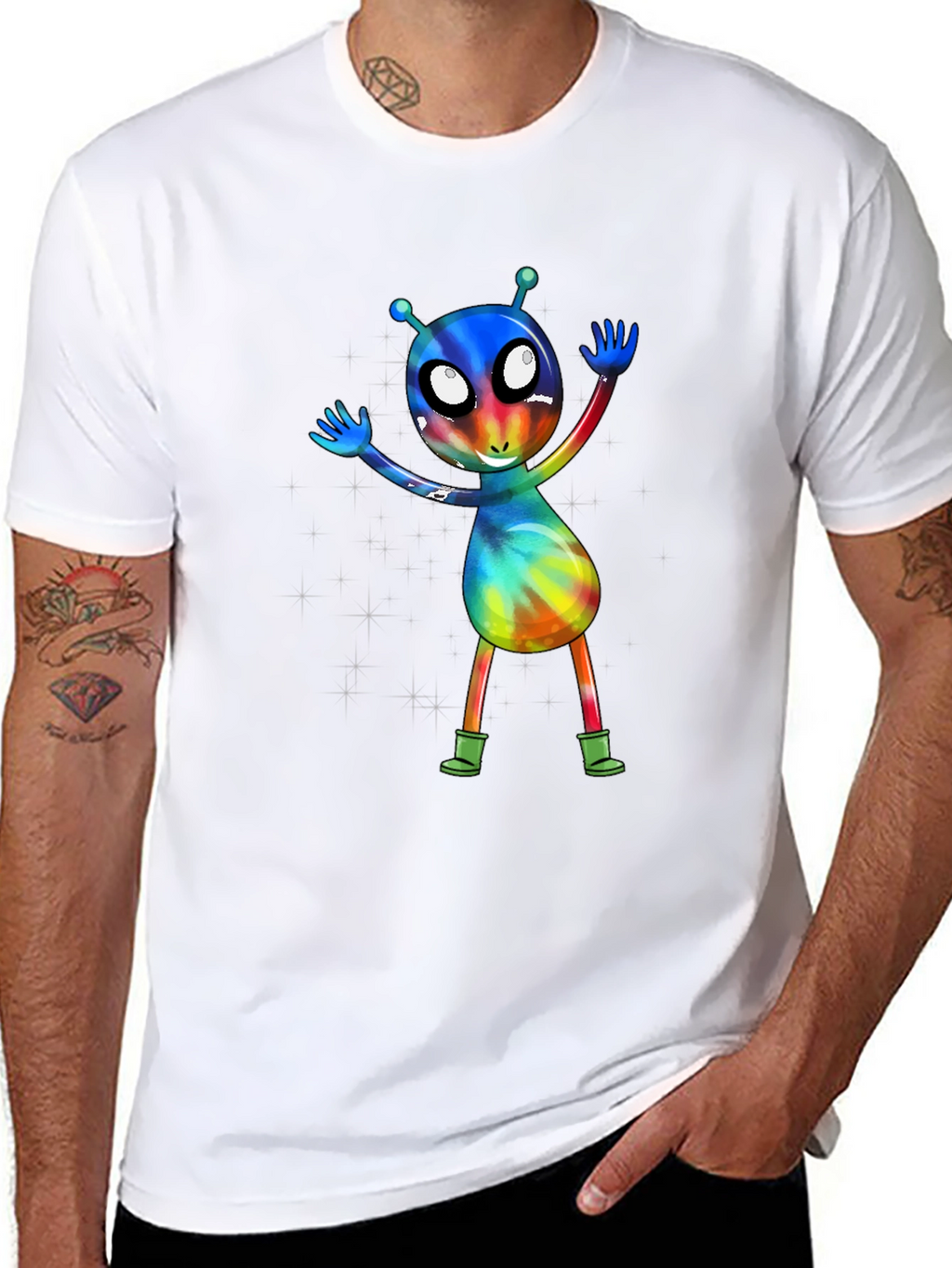 Alien Tie-Dye Graphic Tee - Funky Space Design