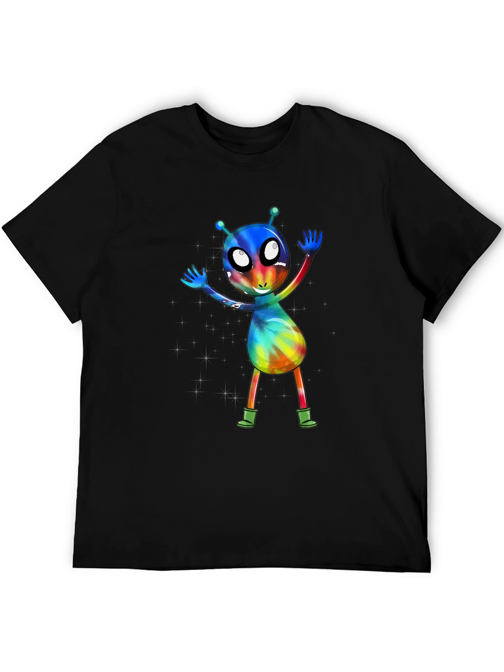 Alien Tie-Dye Graphic Tee - Funky Space Design