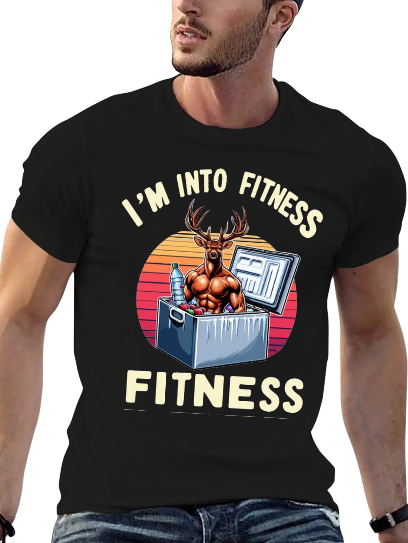 Fitness Deer Graphic T-Shirt