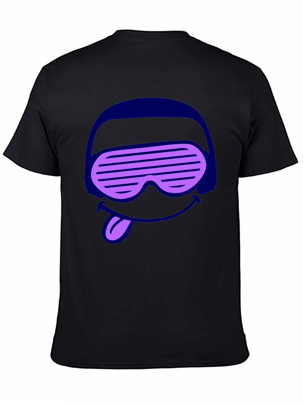 DJ Smiley Graphic Tee - Black Cotton Casual T-Shirt