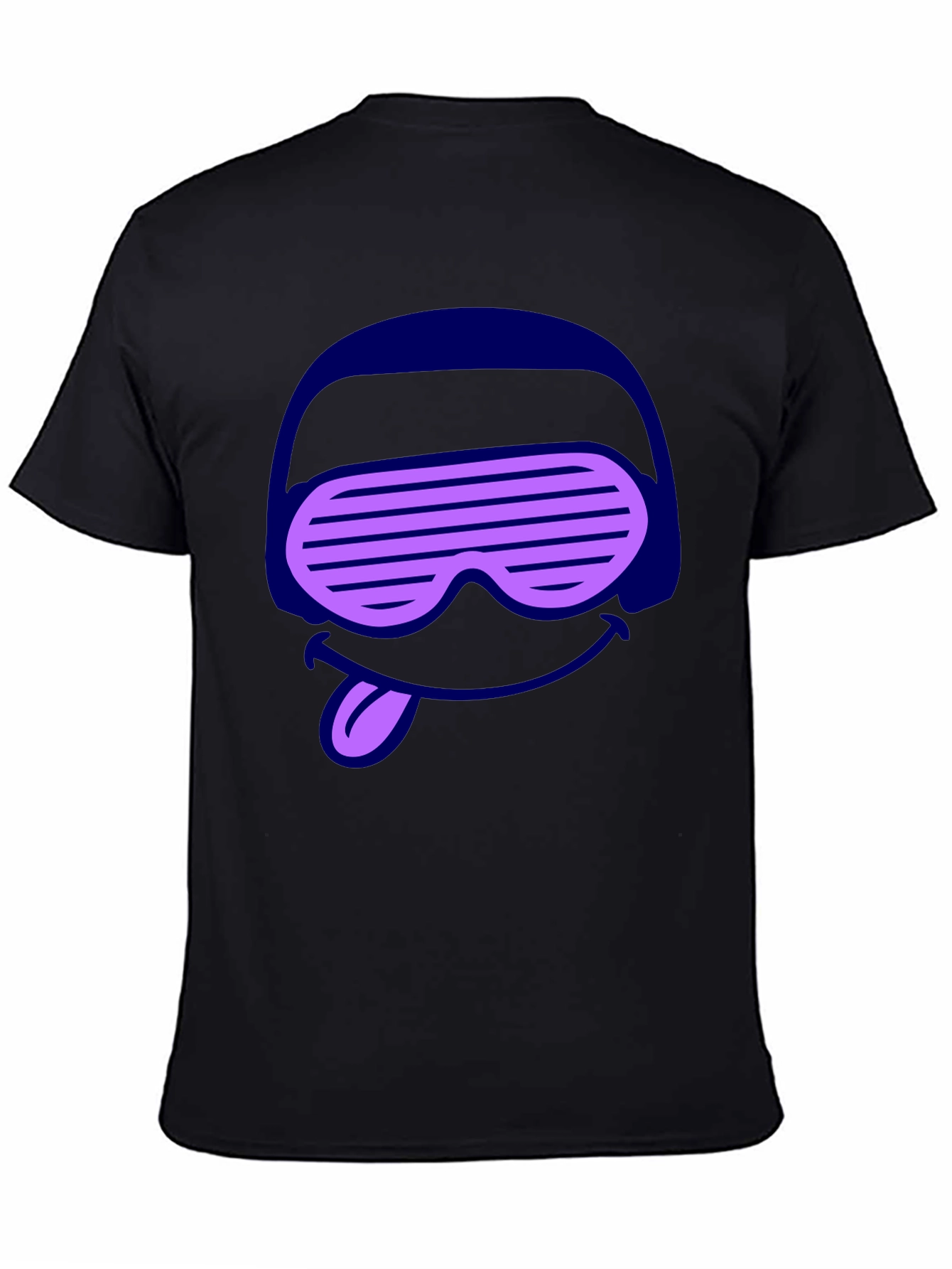DJ Smiley Graphic Tee - Black Cotton Casual T-Shirt
