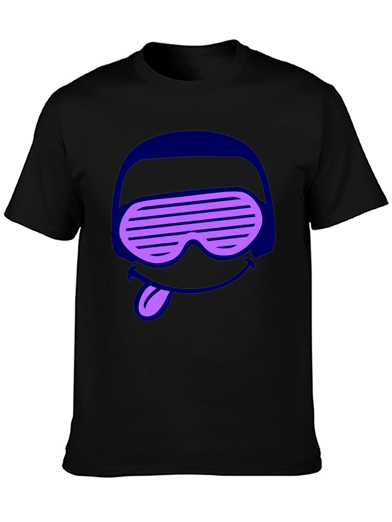 DJ Smiley Graphic Tee - Black Cotton Casual T-Shirt