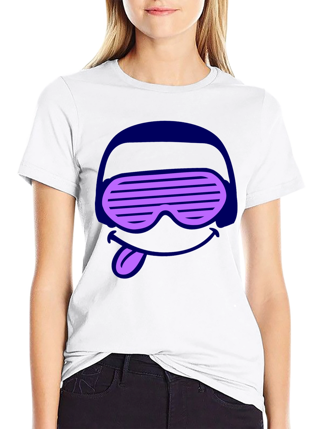 DJ Smiley Graphic Tee - Black Cotton Casual T-Shirt