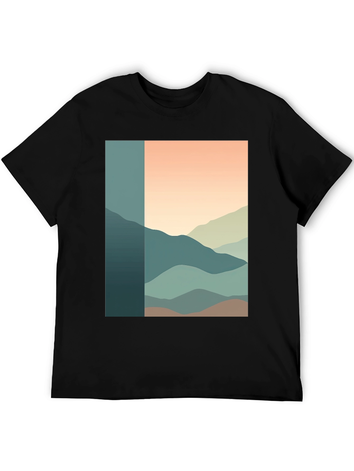 Abstract Mountain Range Graphic Tee - Black