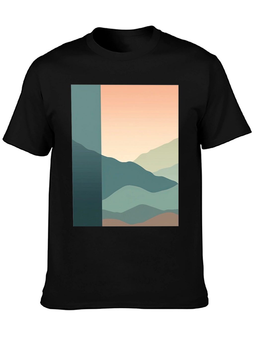 Abstract Mountain Range Graphic Tee - Black
