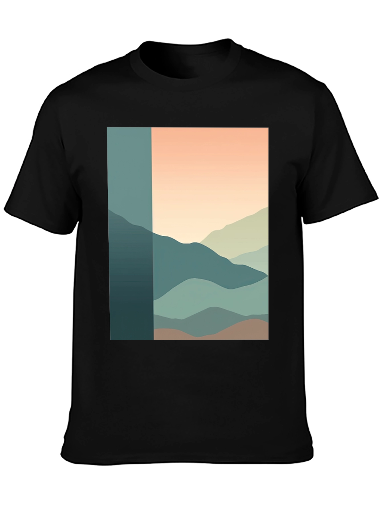 Abstract Mountain Range Graphic Tee - Black