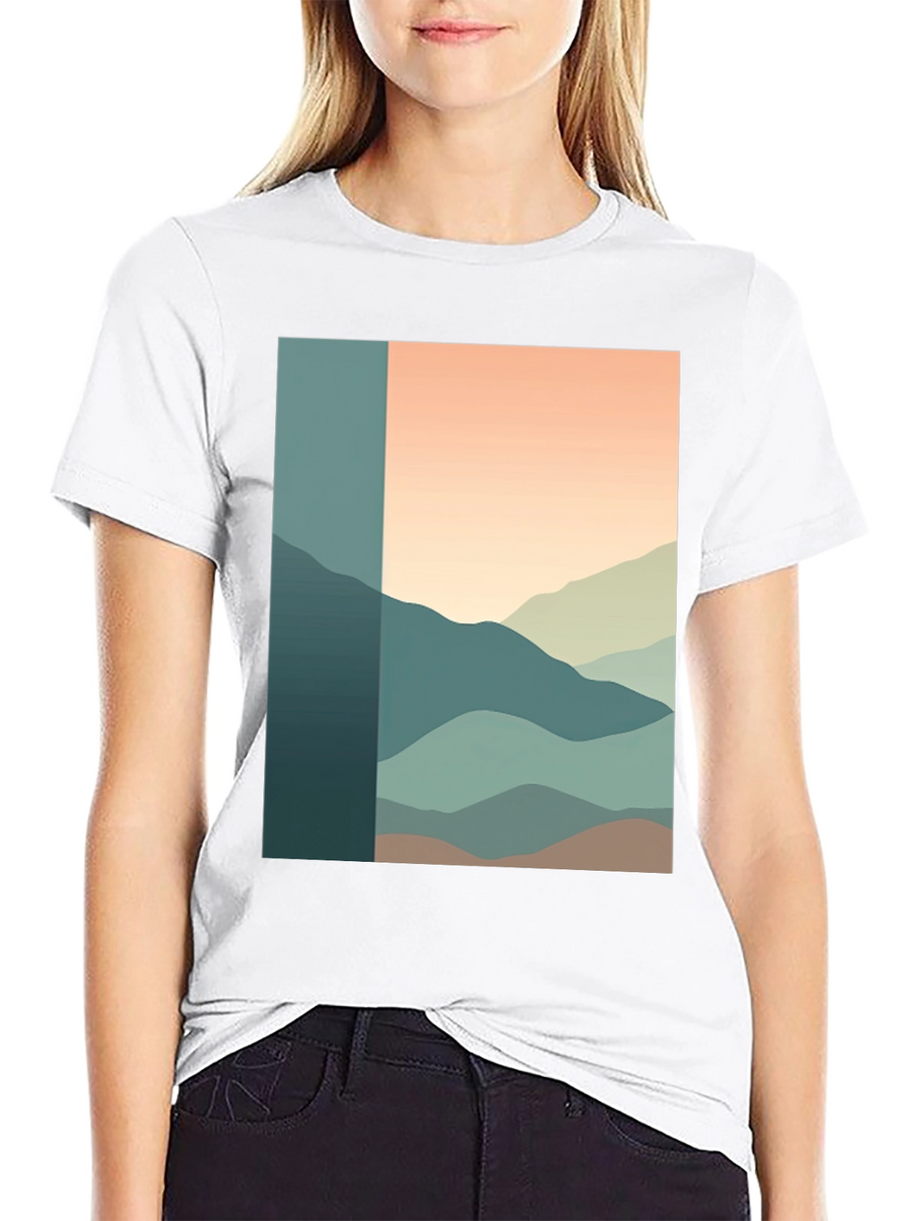 Abstract Mountain Range Graphic Tee - Black