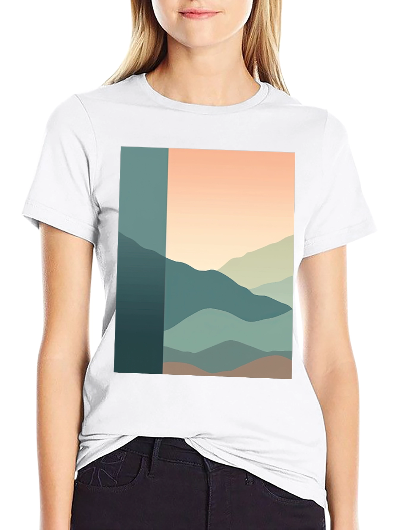 Abstract Mountain Range Graphic Tee - Black