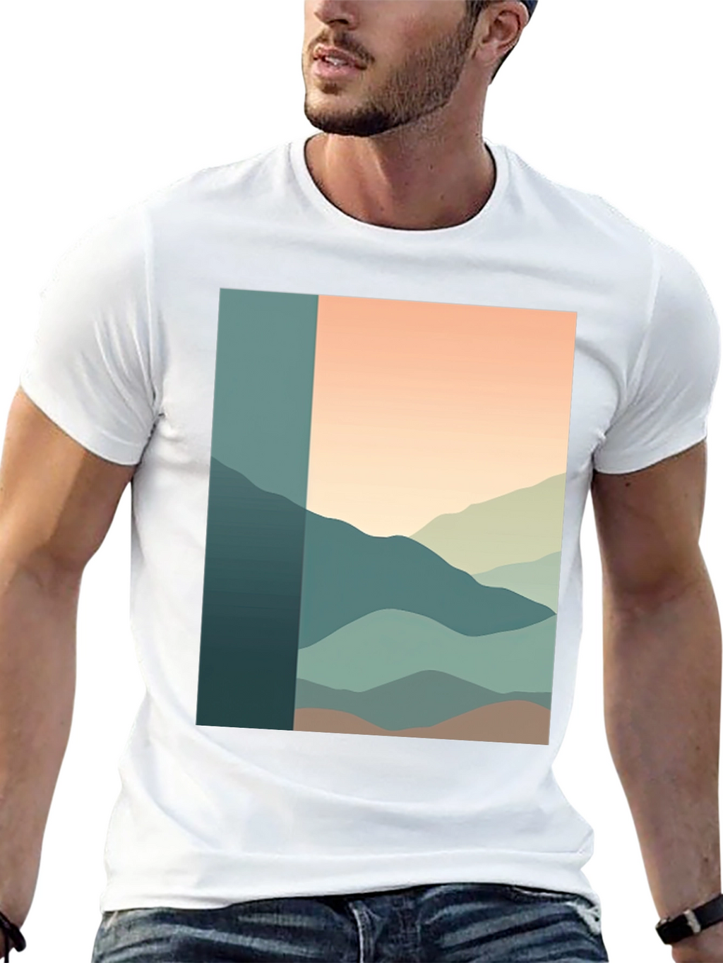 Abstract Mountain Range Graphic Tee - Black