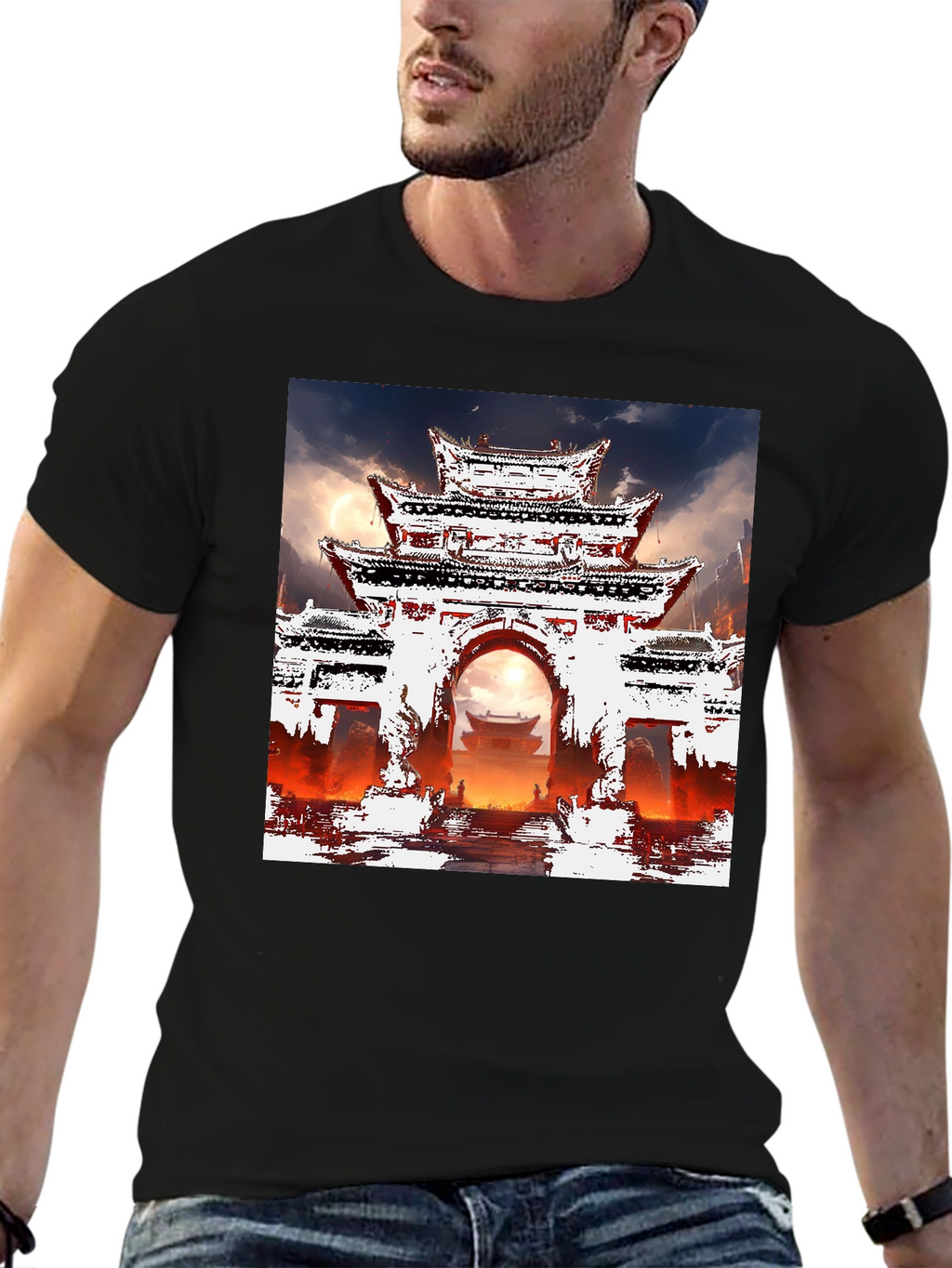Oriental Gate T-Shirt - Graphic Tee - Mens