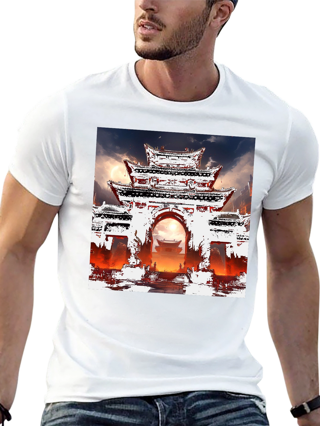 Oriental Gate T-Shirt - Graphic Tee - Mens
