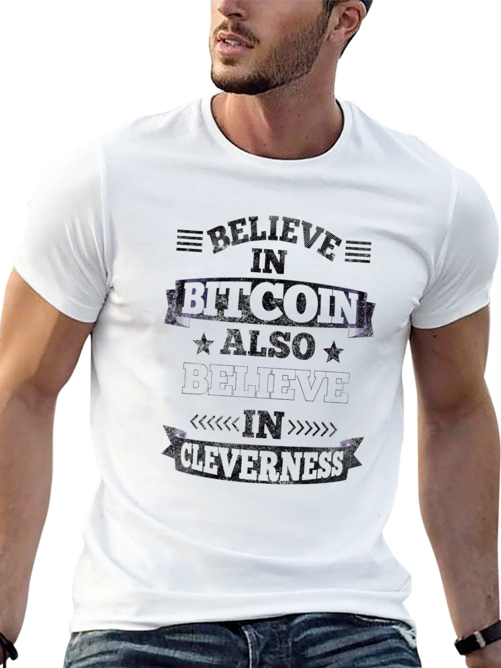 Believe in Bitcoin Mens Black Graphic Tee