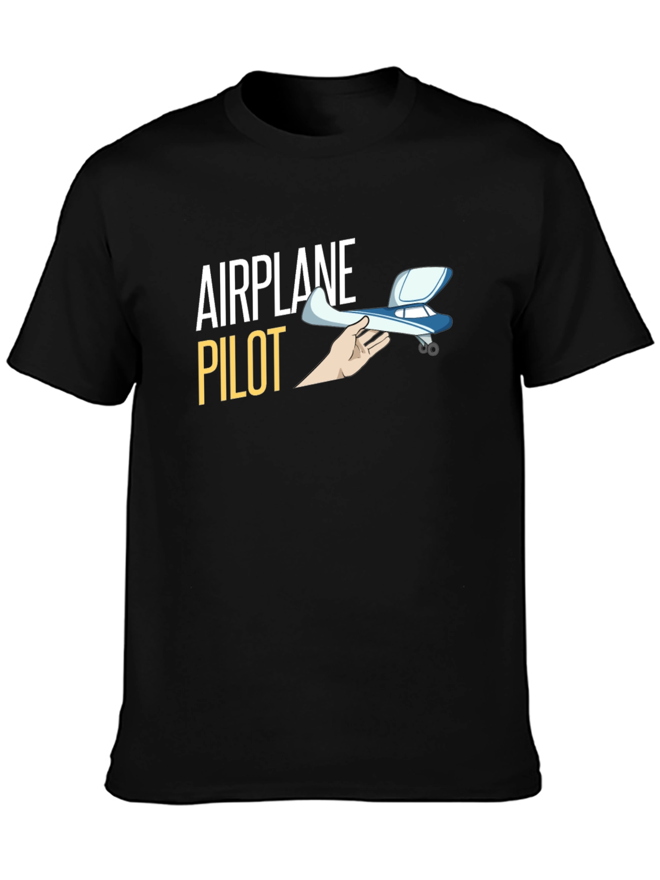 Airplane Pilot Graphic T-Shirt - Black Crew Neck Tee